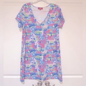 Kaeli Smith V-neck Dress Pink & Blue Size L